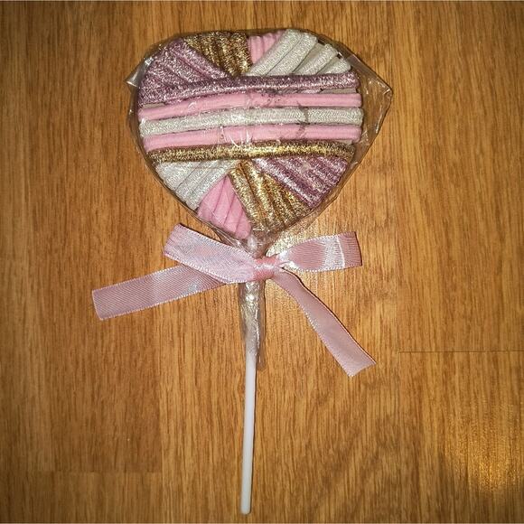 Girls Pink Blue Green Gold Assorted Hair Ties Heart Shaped Lollipop - Picture 1 of 6